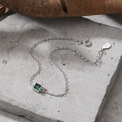 Princess Cut Green Zircon Sterling Silver Bracelet