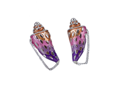 Colourful Conch Enamel Silver Stud Earrings