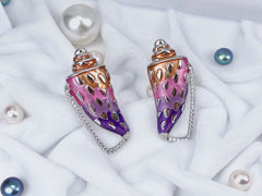 Colourful Conch Enamel Silver Stud Earrings