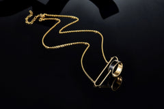 Metal Circle Black Enamel Necklace