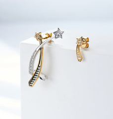 Asymmetric Enamel Meteor Ear Clips and Studs