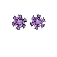 Natural Colourful Jewelry Flower Design Sterling Silver Studs Earrings for Women