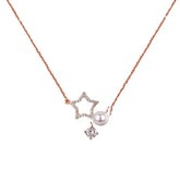 Zircon Pentagram with Pearl Silver Necklace for Women