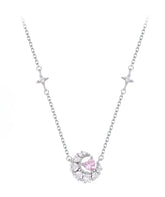 Dream Moon Heart Shape Zircon Silver Necklace