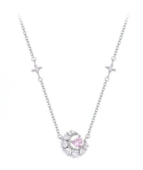 Dream Moon Heart Shape Zircon Silver Necklace