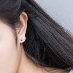 Sika Deer Antler Silver Studs Earrings for Women