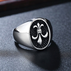 Children Flower Oval Polished Titanium Steel Ring for Men