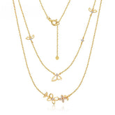 Butterfly Flower Zircon Double Layer Sterling Silver Necklace