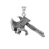 Halloween Skeleton Battle Axe Titanium Steel Pendant for Men