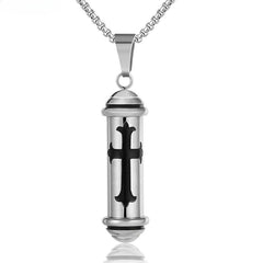 Cylinder Talismans Cross Titanium Steel Necklace for Men