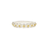 Row of Sweet Little Daisy Opening Sterling Silver Ring