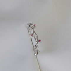 Flower Branch with Purple Zircon Silver Ring for Women