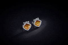 Shell Golden Enamel Silver Stud Earrings