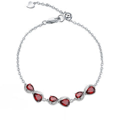 Pear Shape Natural Gemstones Silver Bracelet