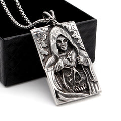 Two Sided Halloween Wizard Ghost Cross Titanium Steel Necklace for Men