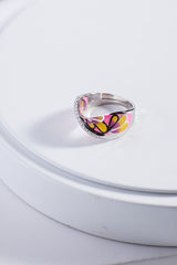 Pink Enamel Mobius Silver Ring