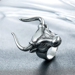 Vintage Bull Head Titanium Steel Ring for Men