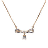 Bow with Round Zircon Silver Necklace for Women