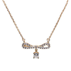 Bow with Round Zircon Silver Necklace for Women
