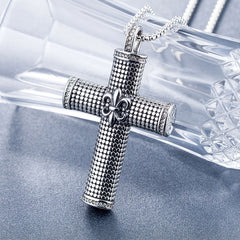 Mosaic Cross Childern Flower Zircon Titanium Steel Necklace for Men
