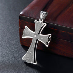 Saint Byzantine Cross Zircon Titanium Steel Pendant for Men