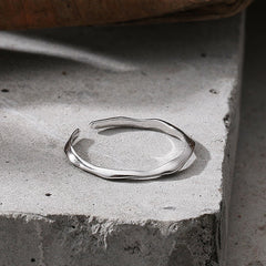 Artistic Style Geometric Waves Opening Sterling Silver Ring