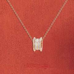 Two Row Zircon Ring Pendant Silver Necklace for Women