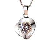 (Pendant Only) Round Zircon Heart-shaped Silver Pendant  for Women
