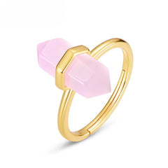 Stylish Pink Crystal Rhombus Shape Pillar Opening Silver Ring