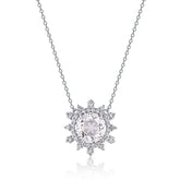 Christmas Winter Snowflake White Crystal Pendant Sterling Silver Necklace