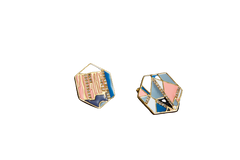 Hexagon Colourful Enamel Stud Earrings