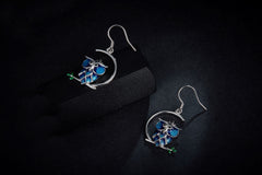 Owl Enamel Silver Hook Earrings