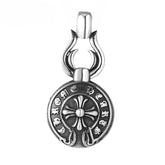 Cross Flower Gothic Words Round Titanium Steel Pendant for Men