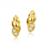Conch Zircon Sterling Silver Stud Earrings