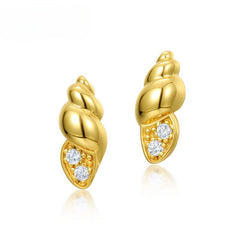 Conch Zircon Sterling Silver Stud Earrings