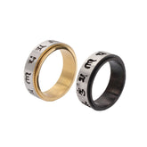 Wholesale of Foreign Trade Jewelry, European and American Personalized Fashion, Simplicity, Six Character Truth, Rotating Titanium Steel Ring and Ring