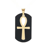 Egyptian Ankh Cross Arc Rectangle Titanium Steel Pendant for Men