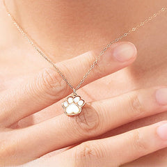 Mother of Pearl Cat Claw Silver Necklace for Women