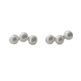 Three Pearls Silver Studs Earrings for Women
