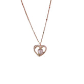 Hollow Heart with Heart-shaped Zircon Pendant Silver Necklace for Women