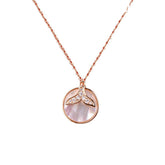 Circle Mother-of-pearl with Fish Tail Silver Necklace for Women