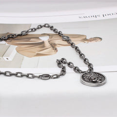 Halloween AmerIndian Skull Round Titanium Steel Necklaces for Men