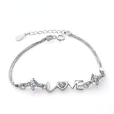 LOVE Letter with Zircon Silver Bracelet for Women