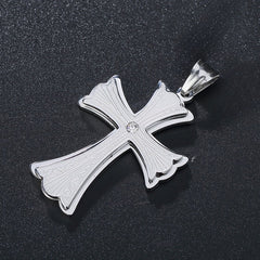 Saint Byzantine Cross Zircon Titanium Steel Pendant for Men