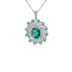 European Style Inlaid Colourful Gemstones Pendant Silver Necklace for Women