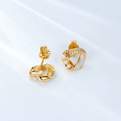 White Moonlight Pearl Enamel Studs Earrings