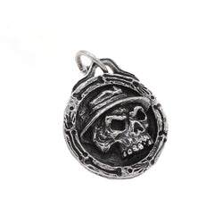 Halloween Gentleman Skull Round Disk Titanium Steel Pendant for Men
