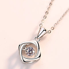 (Pendant Only) Lucky Clover Design with Round Zircon Silver Pendant for Women