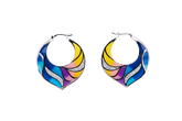 Colourful Enamel Leaf Veins Hoop Earrings