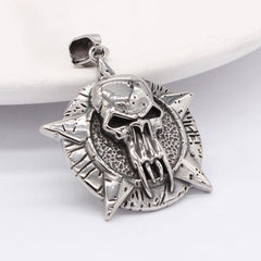 Halloween Bucktooth Skull Round Titanium Steel Pendant for Men